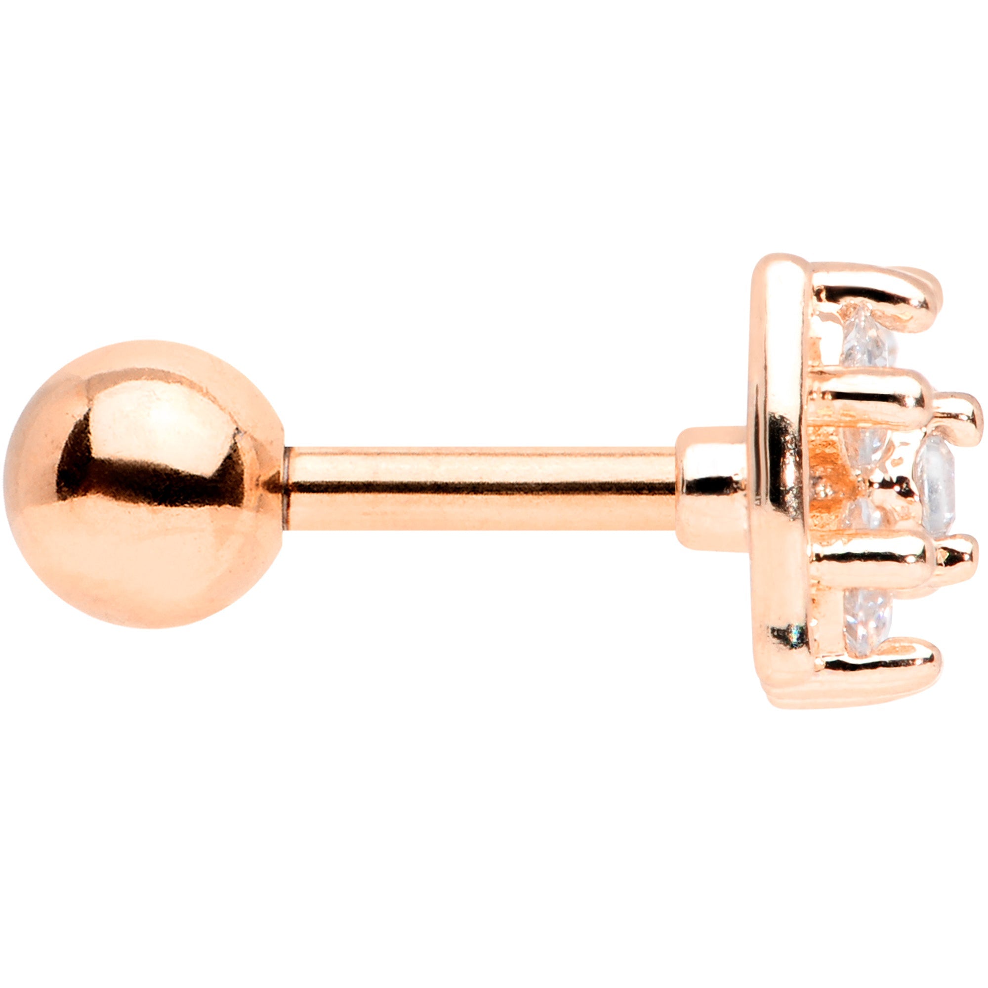 16G 1/4 Clear CZ Gem Rose Gold Tone Beauty Bow Cartilage Tragus
