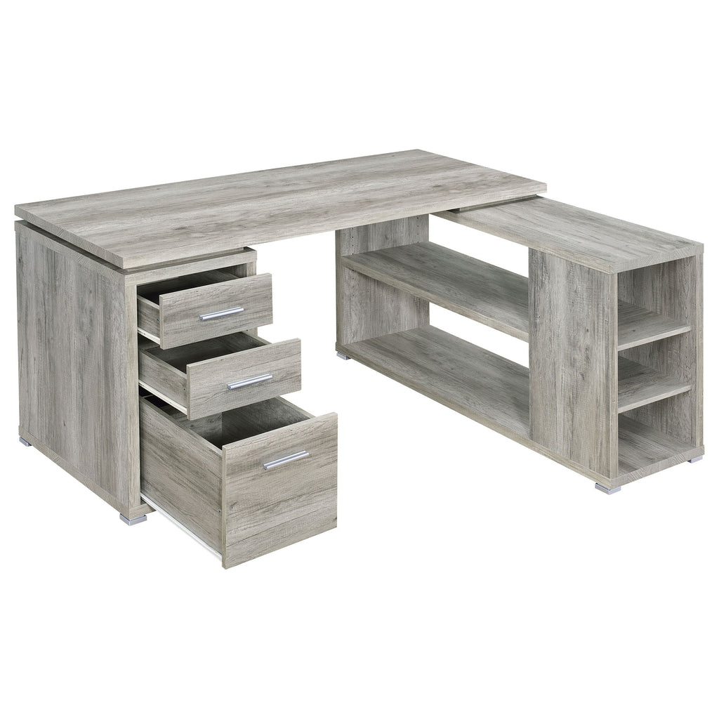 Tona Grey Driftwood 3-Drawer L-shape Desk