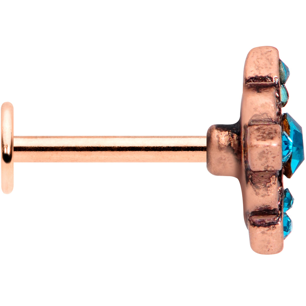 16G 6/15 Aqua Gem Rose Gold Tone Renaissance Labret Monroe Tragus