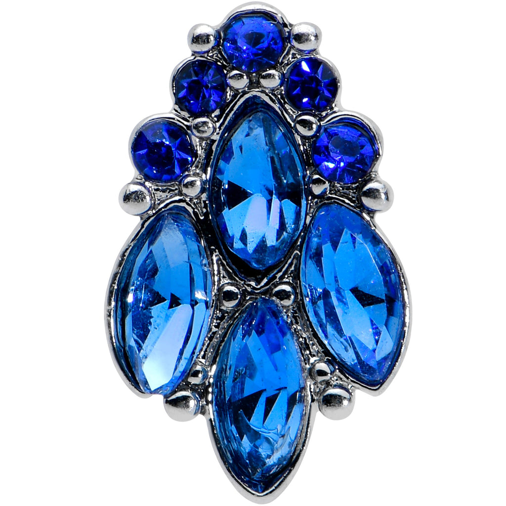 16G 1/4 Blue CZ Gem Fountain Labret Monroe Tragus