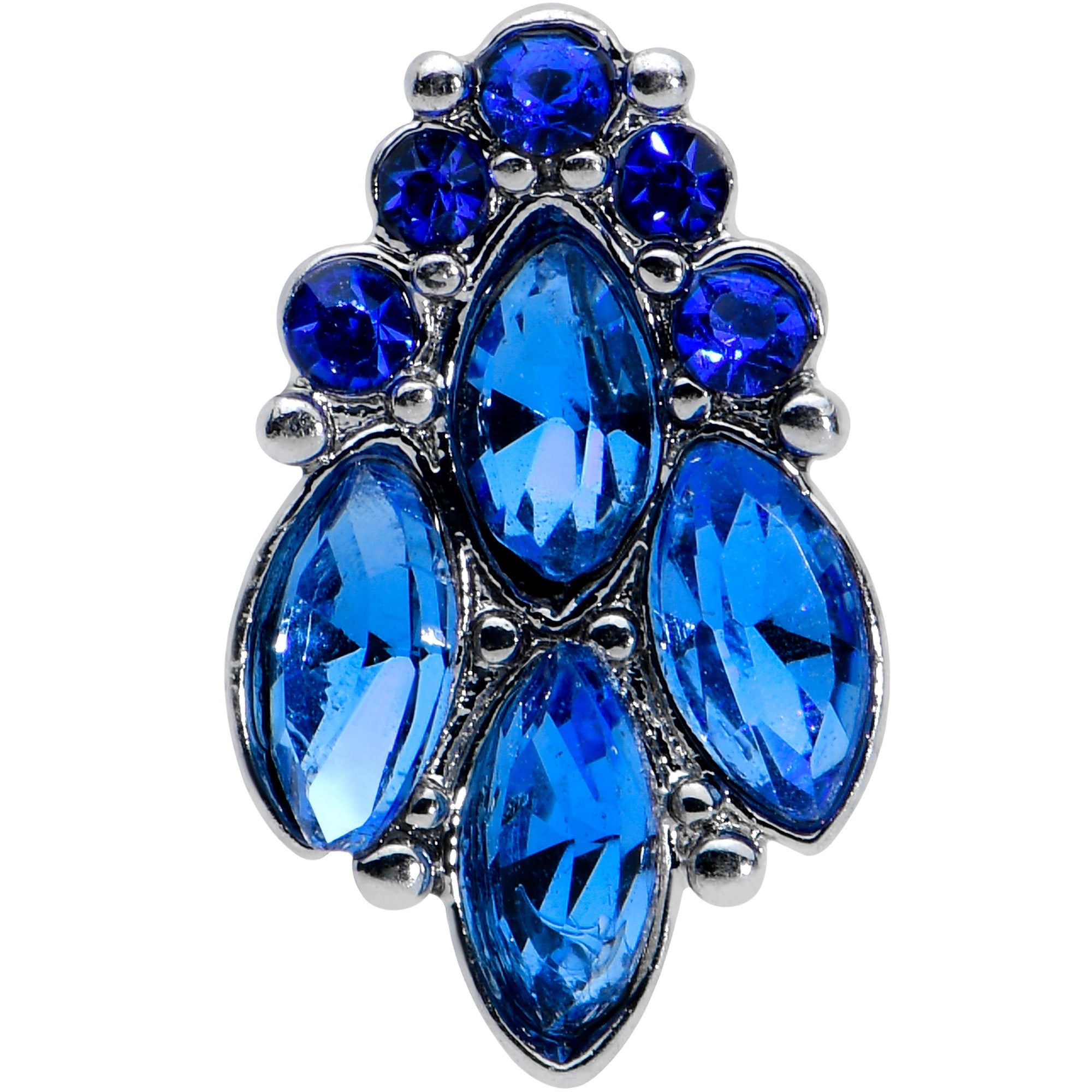 16G 1/4 Blue CZ Gem Fountain Labret Monroe Tragus