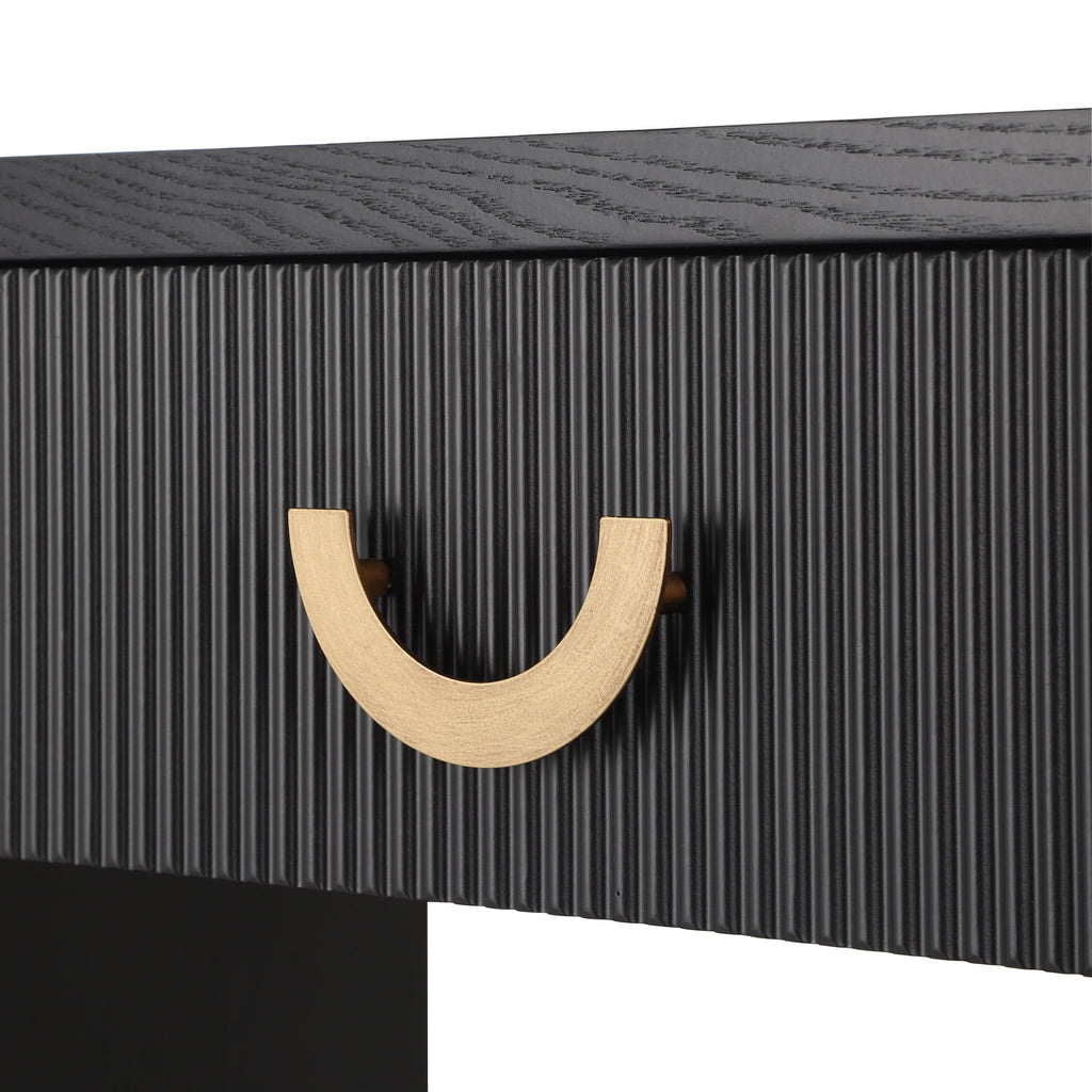 Mirod Modern Console Table with Vertical Ribbed Design, Compact Storage with Functional Drawer
