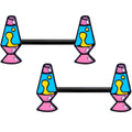 14G 9/16 Black Retro Lava Lamp Barbell Nipple Ring Set