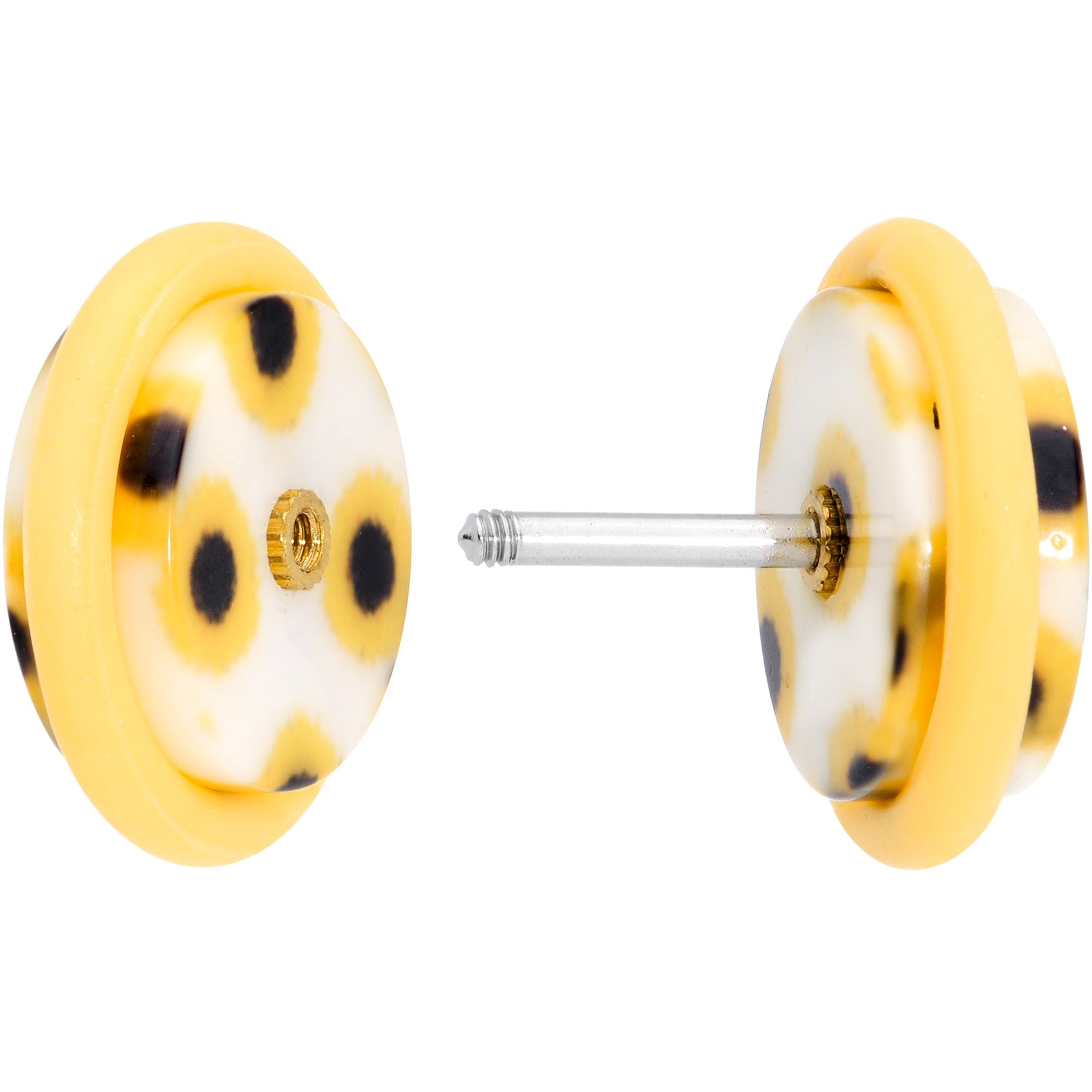 Yellow White Scores of Sunflowers Cheater Plug Set