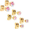 20G Aurora CZ Gem Gold Tone 3mm to 5mm Post Stud Earring Set of 3