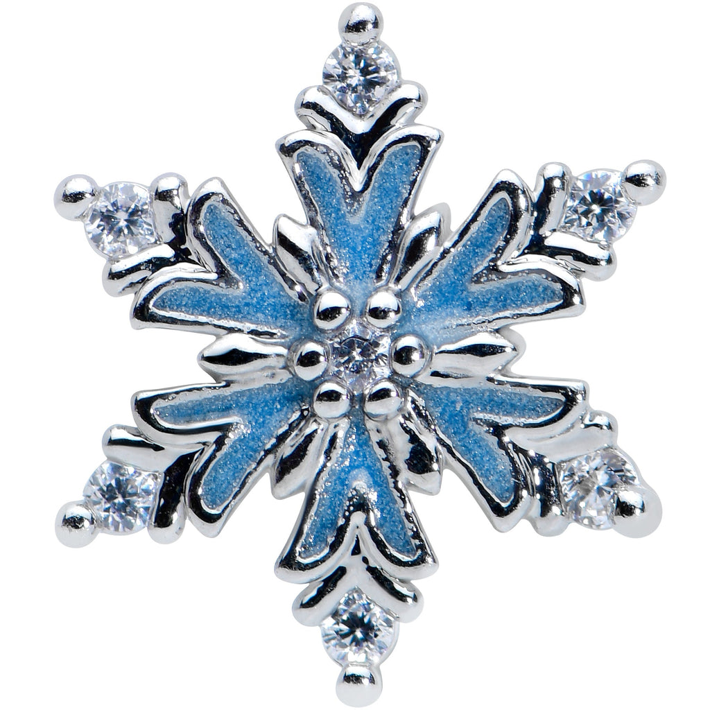 16G 5/16 Clear CZ Blue Snowflake Christmas Labret Monroe Tragus