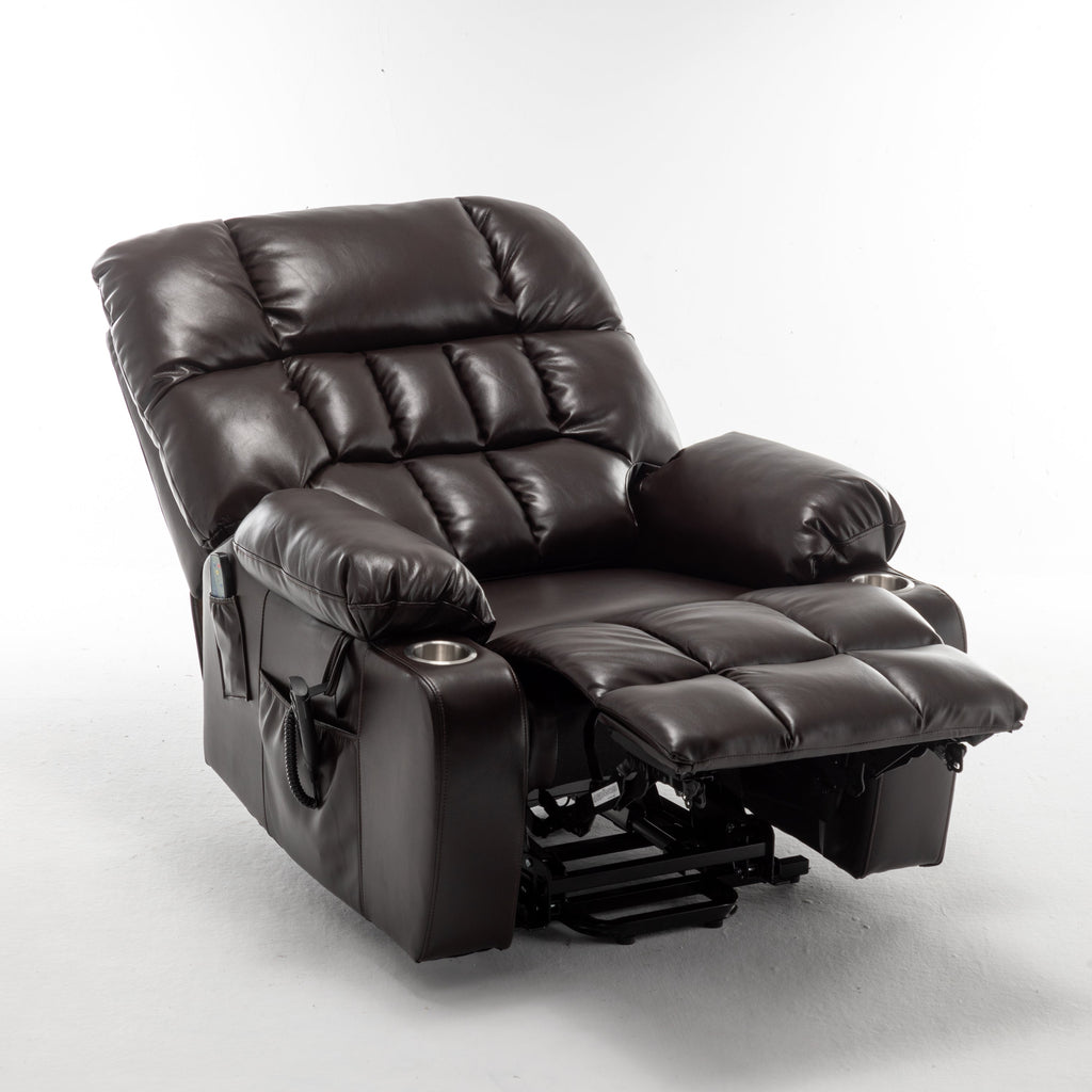Lift Chair for Big and Tall Person with Inconvenient Legs: High Density Foam Lift Sofa with Heat and Massage, 2 Pockets, 2 Cup Holder, 2 Remote, OKIN Motor