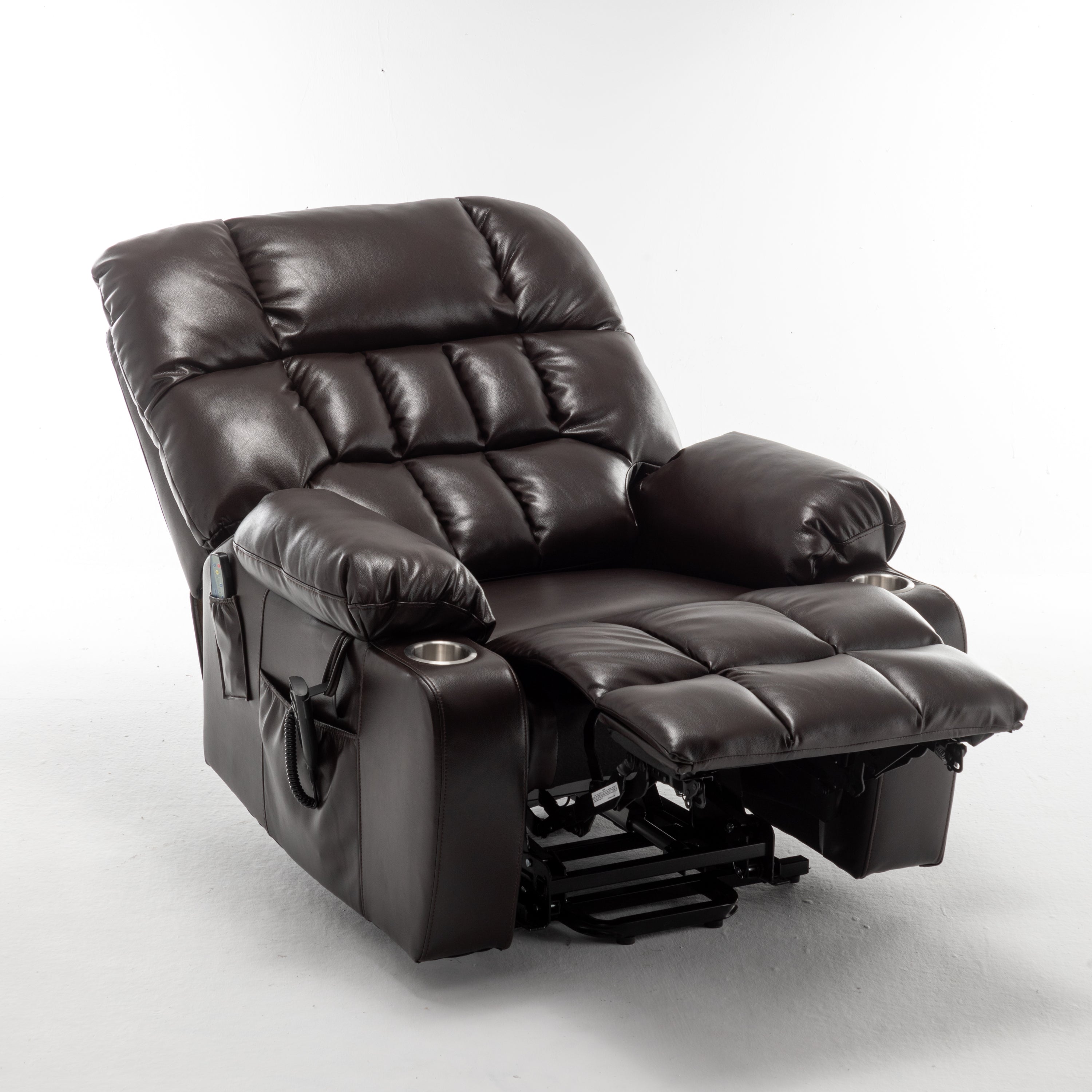 Lift Chair for Big and Tall Person with Inconvenient Legs: High Density Foam Lift Sofa with Heat and Massage, 2 Pockets, 2 Cup Holder, 2 Remote, OKIN Motor