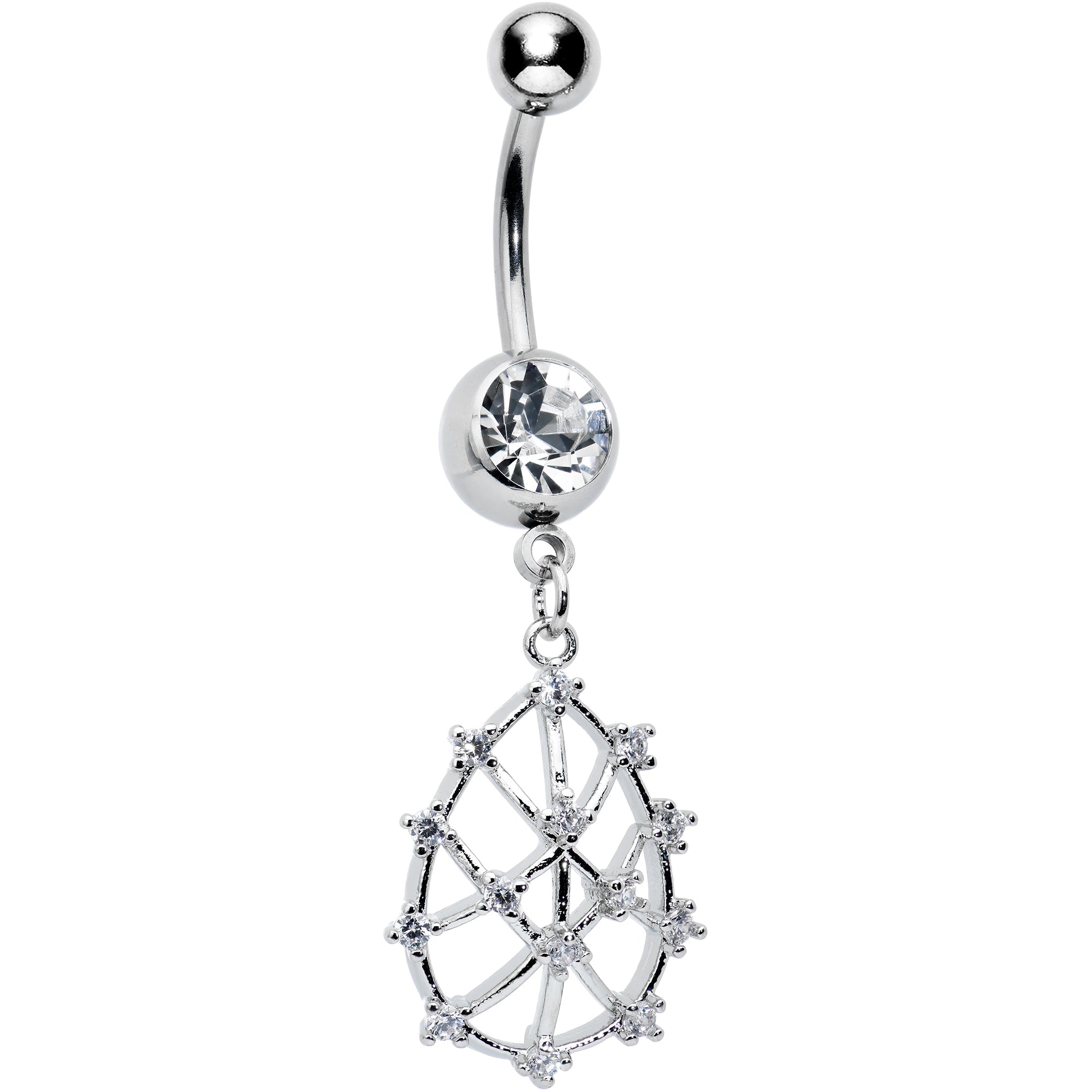 Clear CZ Gem Constellation Dangle Belly Ring