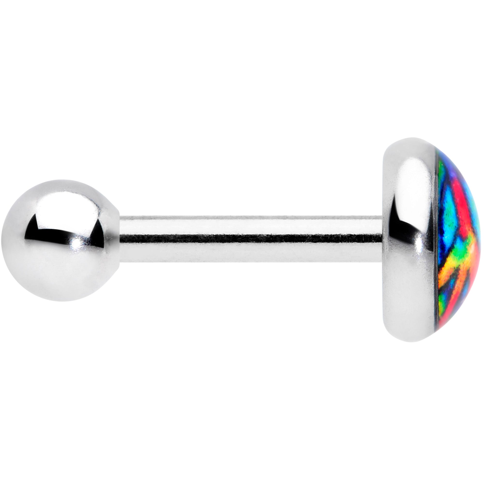 16G 1/4 Rainbow Tie Dye Peace Sign Cartilage Tragus Earring