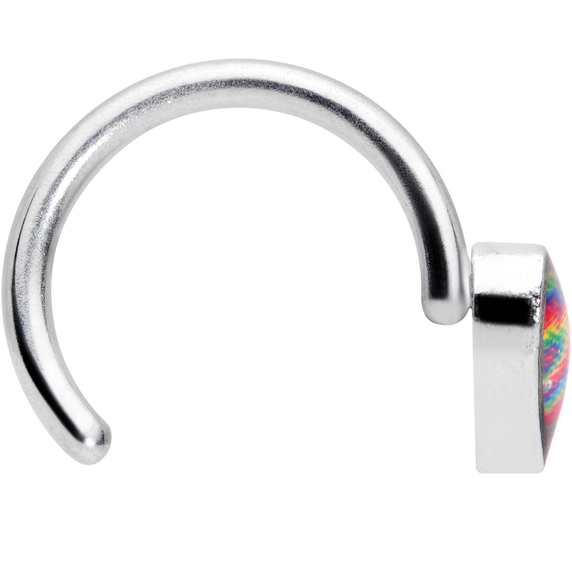 18G 5/16 Rainbow Tie Dye Heart Valentines Day Nose Hoop
