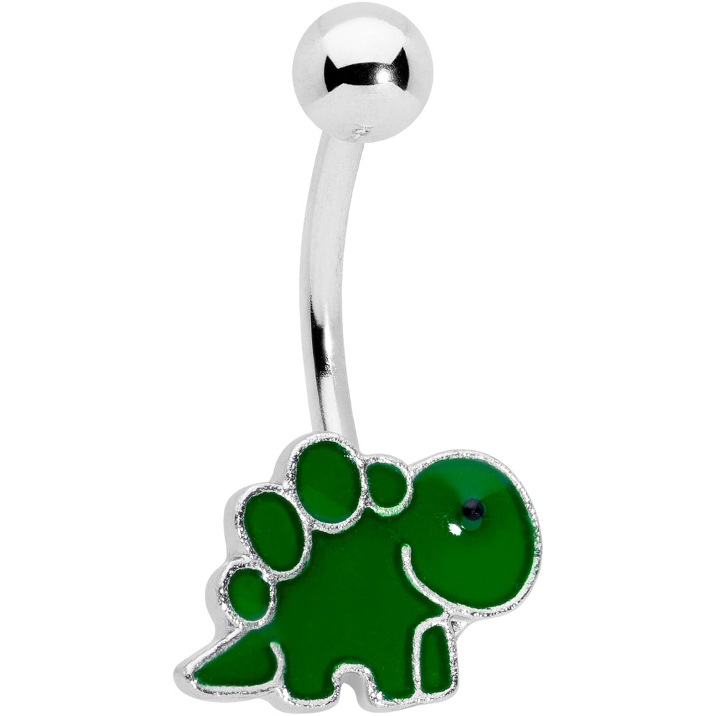 Green Gem UV Glow Color Swirl Dinosaur Belly Ring Set of 4
