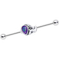 14G Blue Faux Opal Elegant Elephant Industrial Barbell 38mm
