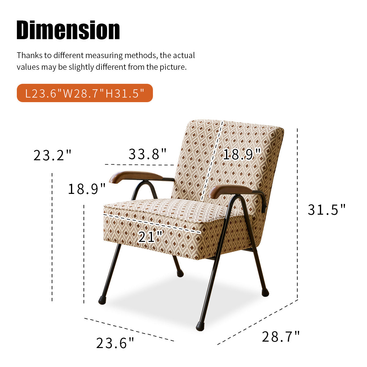 Pattern Colorful Fabric Armchair, Modern Accent Chair High Back, Living Room Chairs with Metal Legs and Soft Padded, Sofa Chairs for Home Office,Bedroom,Dining Room