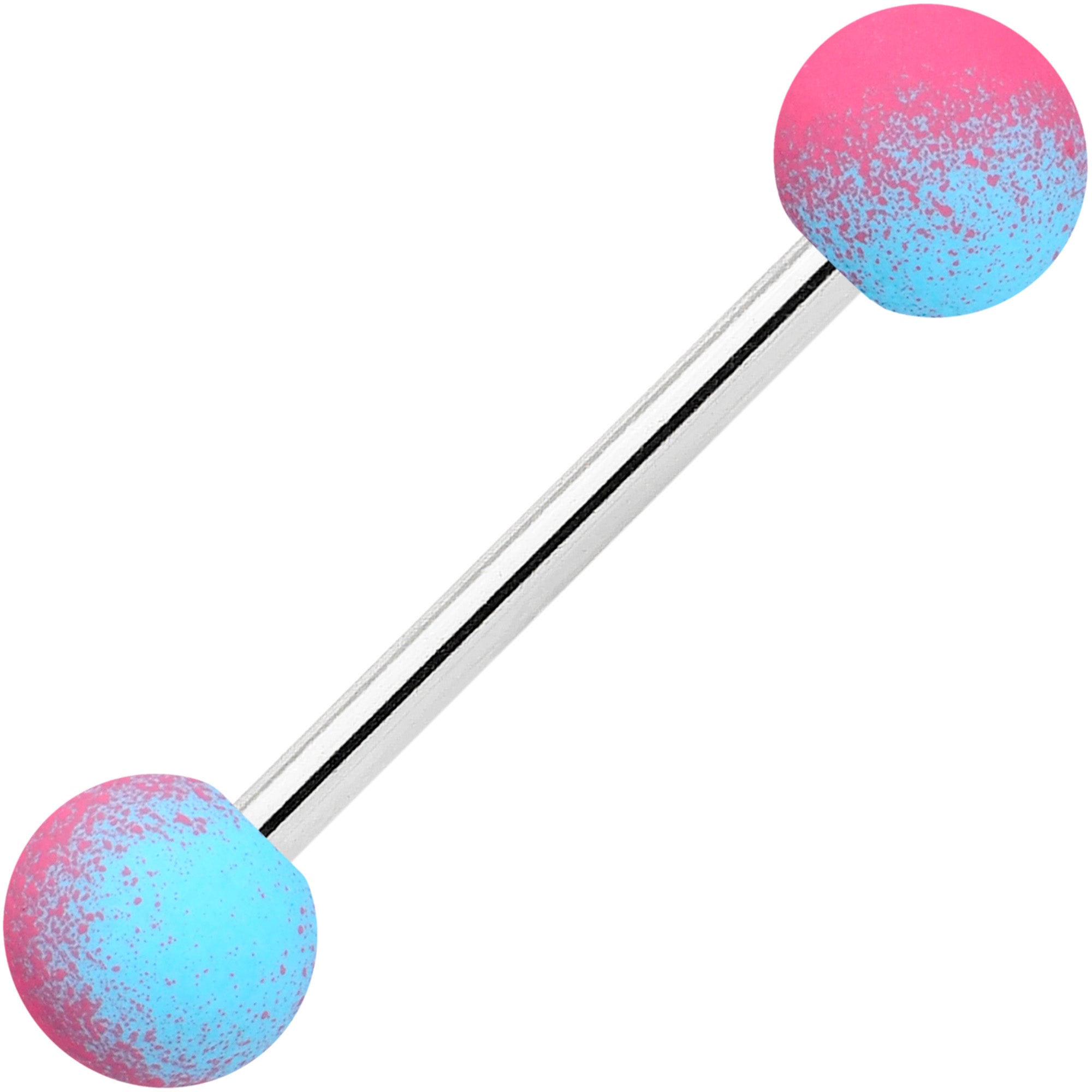 Red Pink Orange Black Ombre Soft Finish Barbell Tongue Ring Set of 4