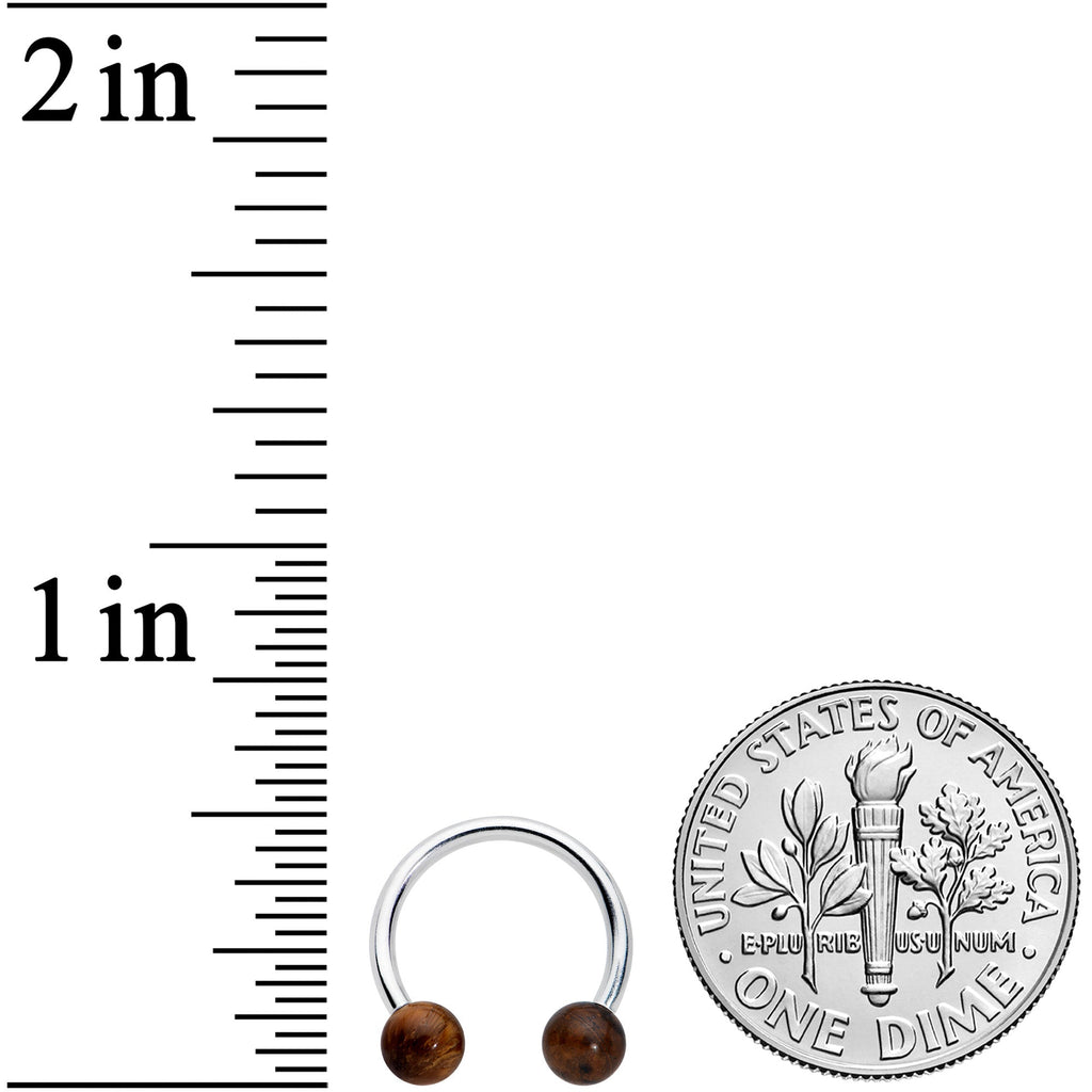 16G 3/8 Brown Stone Ball Ends Internally Threaded Horseshoe