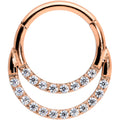16G 5/16 Clear CZ Gem Rose Gold Tone Double Row Segment Ring