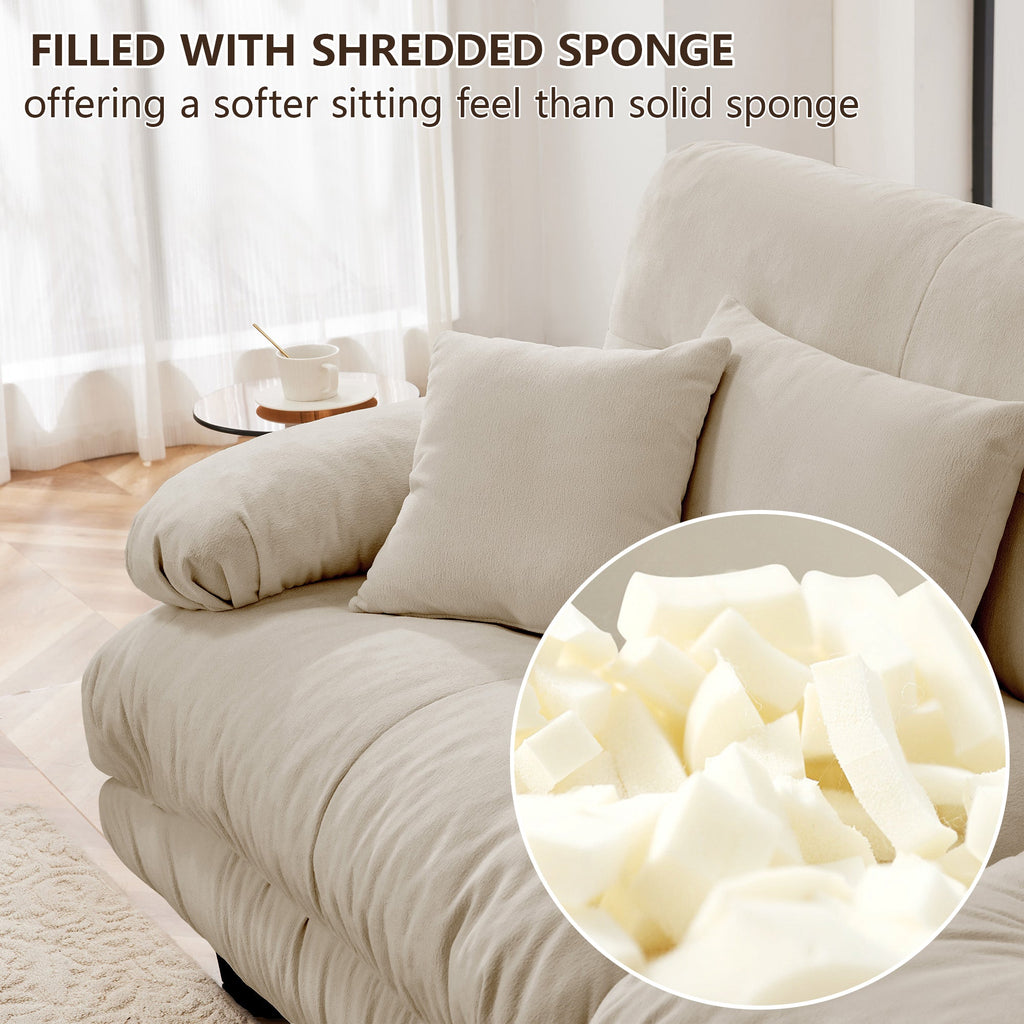 Free Combination Modular Sectional Sofa,U Shaped Couch for Living Room, 4-Seater Comfy Cloud Couch with 2 Ottomans, Chenille Light coffee