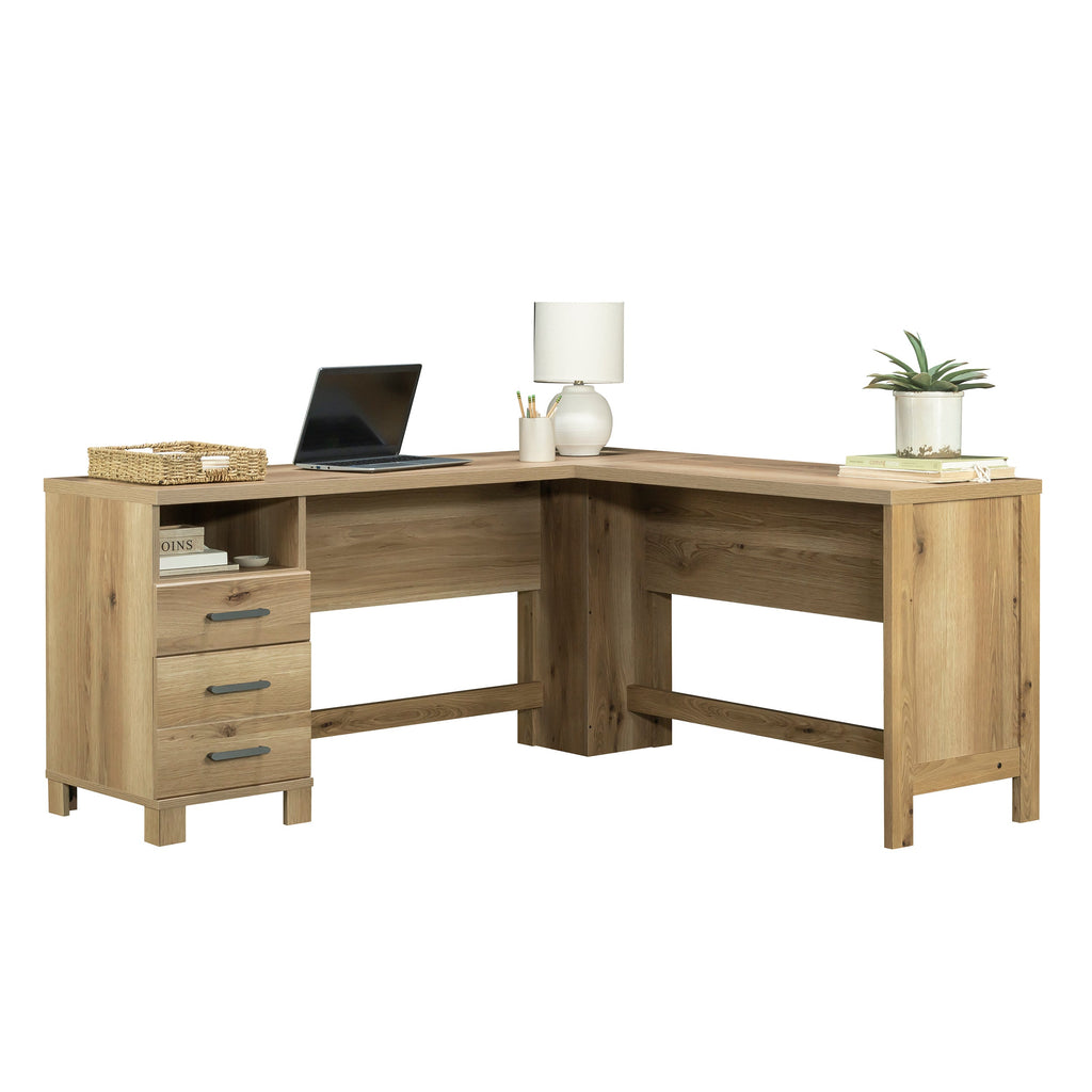 L-Shaped Desk, Brown finish