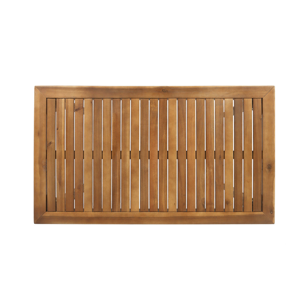 Outdoor Minimalist Acacia Wood Rectangle Bar Table - Teak Finish, Durable Hardwood, 44 x 25 x 40 inches
