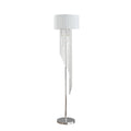 65.75'H Sheer White Drum Shade Rain Crystal Chrome Metal Floor Lamp for Living Room, Standing Lamp for Bedroom
