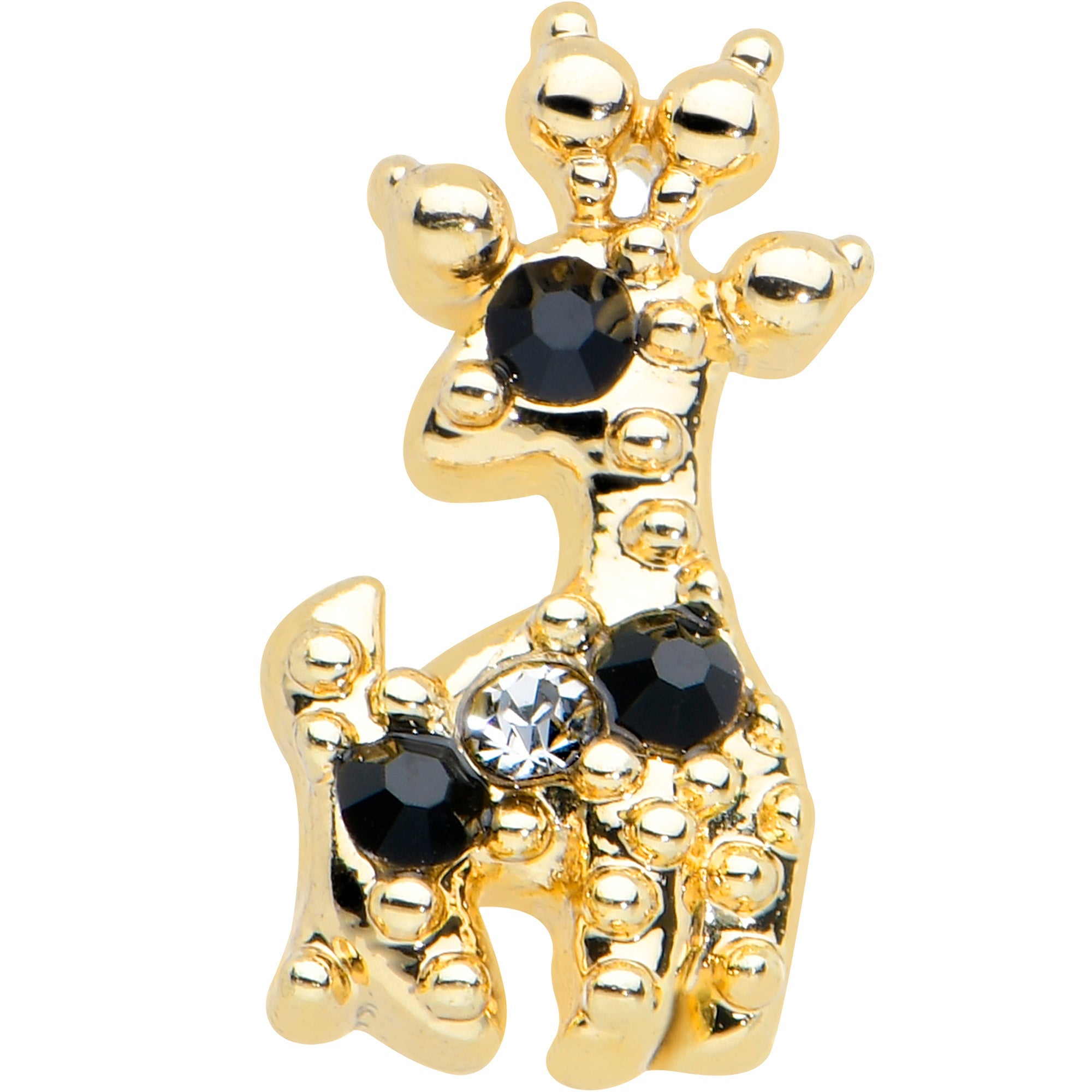20G 1/4 Black Gem Gold Tone Decadent Deer Nose Bone