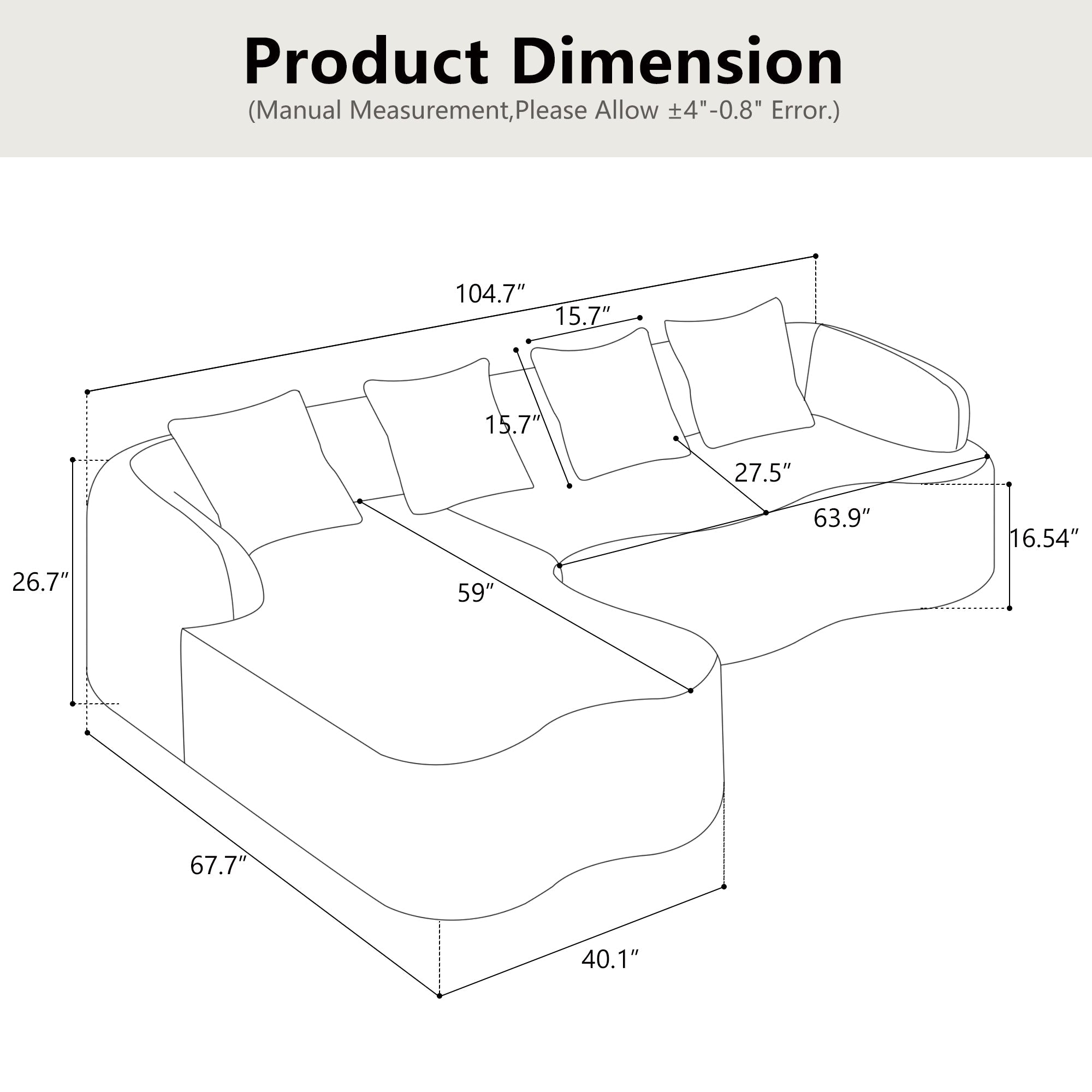 Full Compression L-Shape Sectional Sofa with Curved Chaise, Green Modular Chenille Couch, High-Density for Apartment Living Room