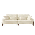 103 Inch Comfortable Deep Seated Sofa with Pillows in Beige Cloud Velvet Polyester for Bedroom, Living Room, Office