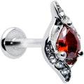 16G 5/16 Clear Red Gem Swirling Oval Labret Monroe Tragus