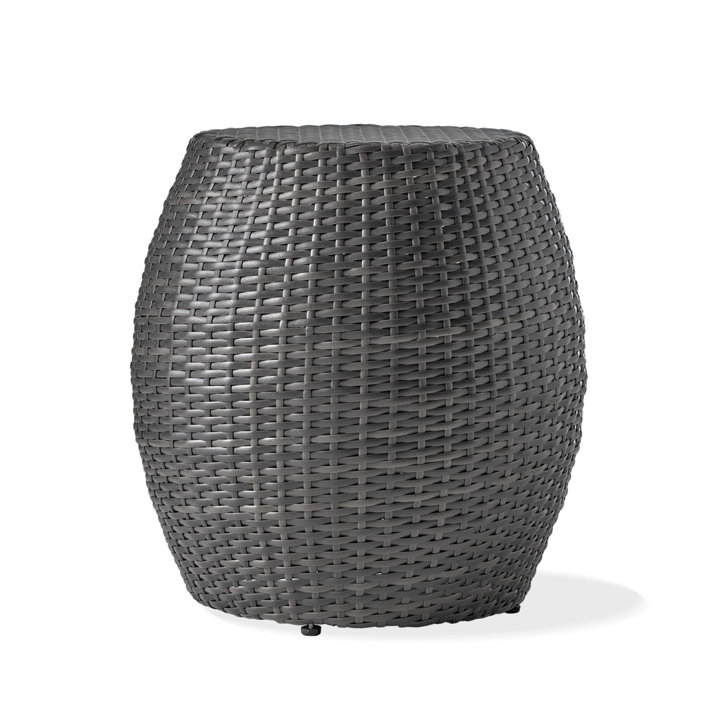 Outdoor Wicker Patio Side Table with Durable Polyethylene Frame in Grey, 20'' H x 19.25'' W