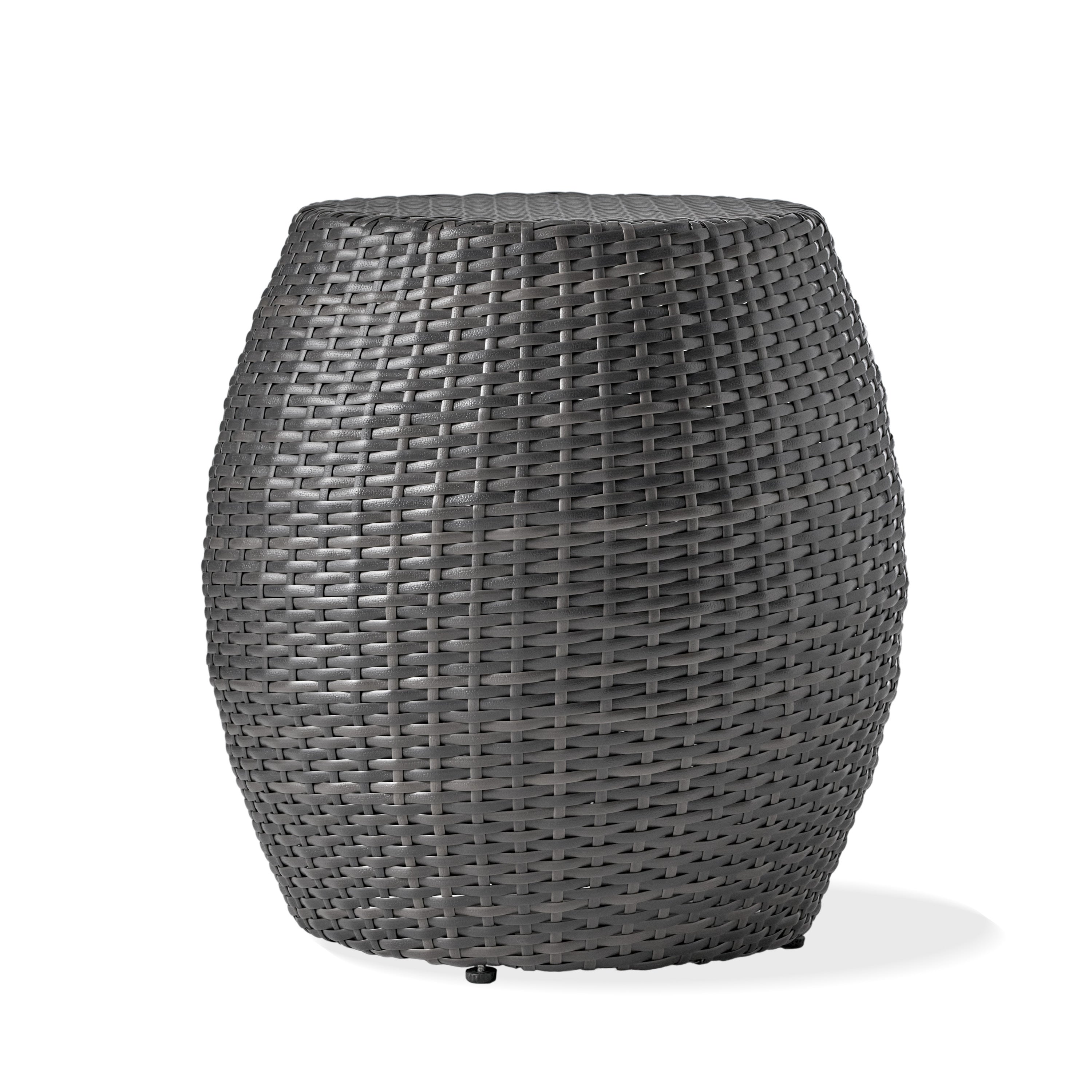 Outdoor Wicker Patio Side Table with Durable Polyethylene Frame in Grey, 20'' H x 19.25'' W