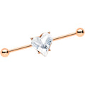 14G Clear Rose Gold Tone Heart Valentine Industrial Barbell 38mm