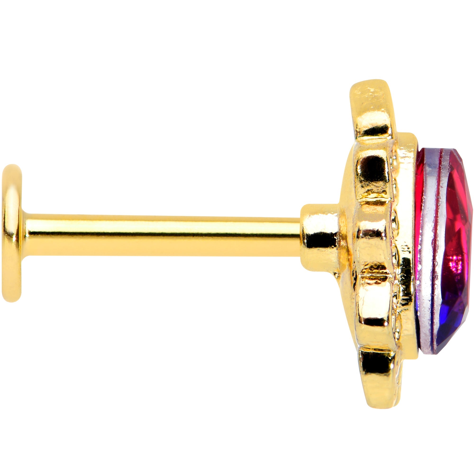 16G 5/16 Purple Tourmaline Gold Tone Drop Labret Monroe Tragus