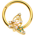 16G 3/8 Clear CZ Gem Gold Tone Abstract Hinged Segment Ring