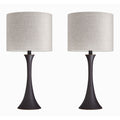 Lenuxe 24' Contemporary Metal Table Lamp in Oil Rubbed Bronze with Natural Linen Shade from Grandview Gallery by LumiSource - Set of 2