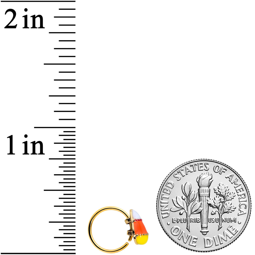 20G 5/16 Gold Tone Candy Corn Halloween Nose Hoop