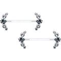 14G 13/16 Clear Gem Bioplast Simple Curvation Barbell Nipple Ring Set