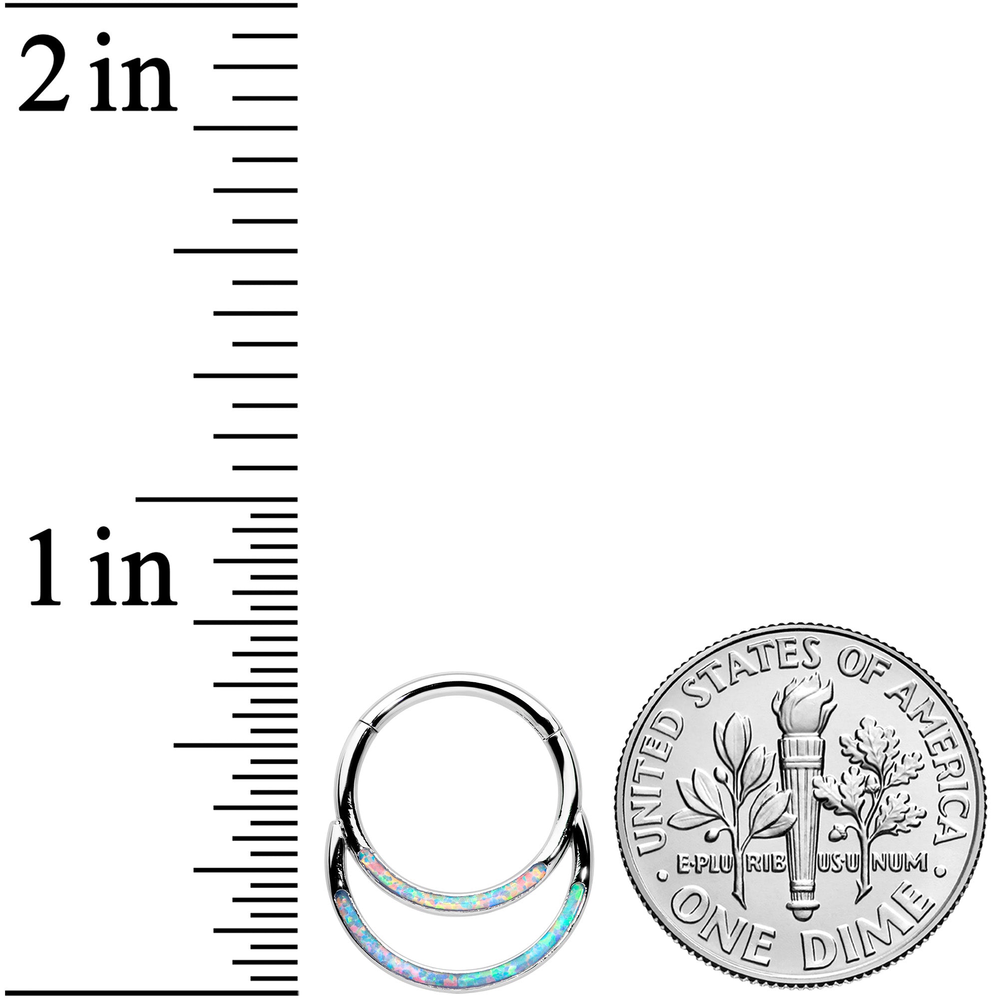 16G 3/8 Synthetic Opal Double Row Hinged Segment Ring
