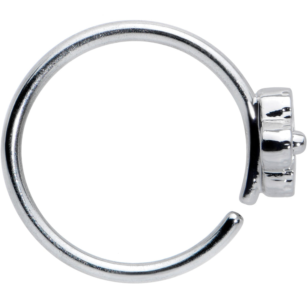 20G 3/8 Clear Gem Tiny Flower Nose Hoop