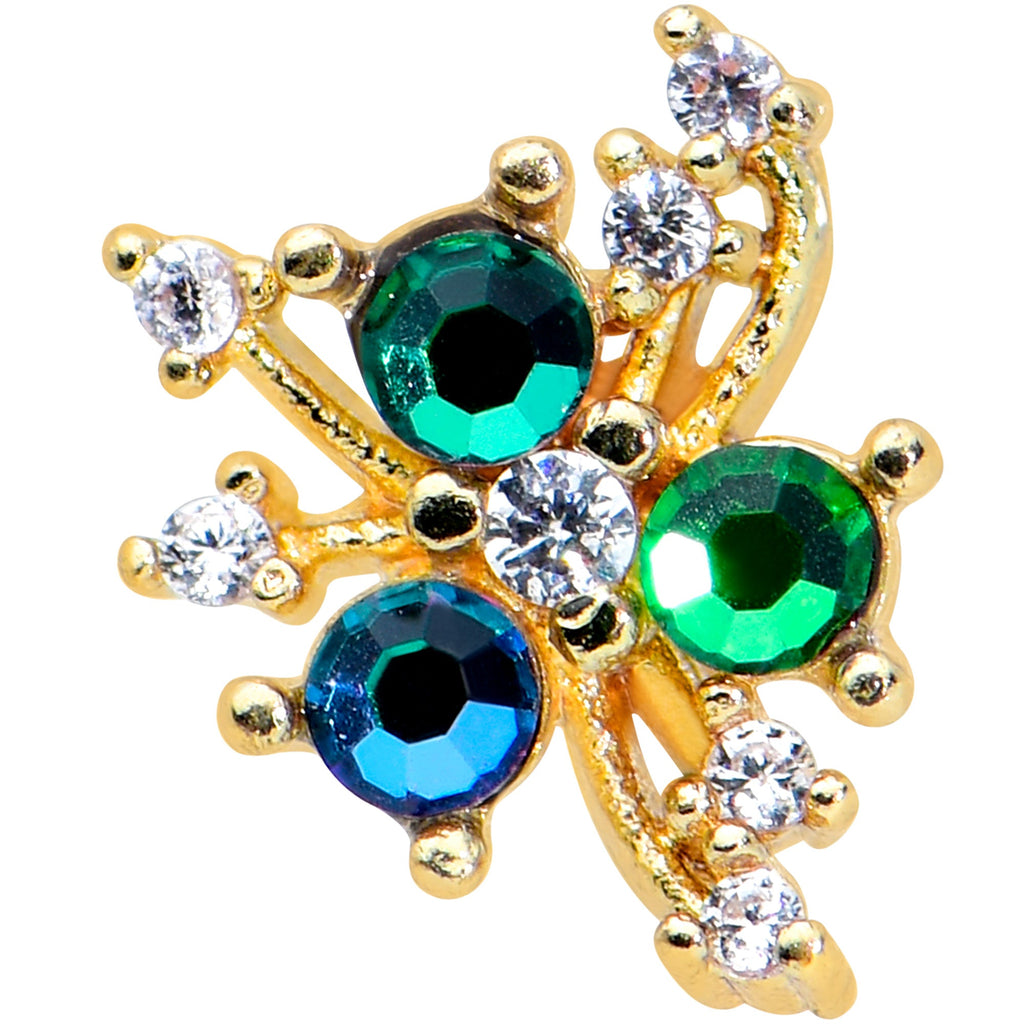 16G 5/16 Purple Tourmaline Gold Tone Spray Labret Monroe Tragus
