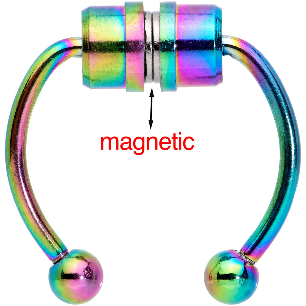 Rainbow Magnetic Septum Ring Horseshoe Non-Pierced Fake Nose Ring