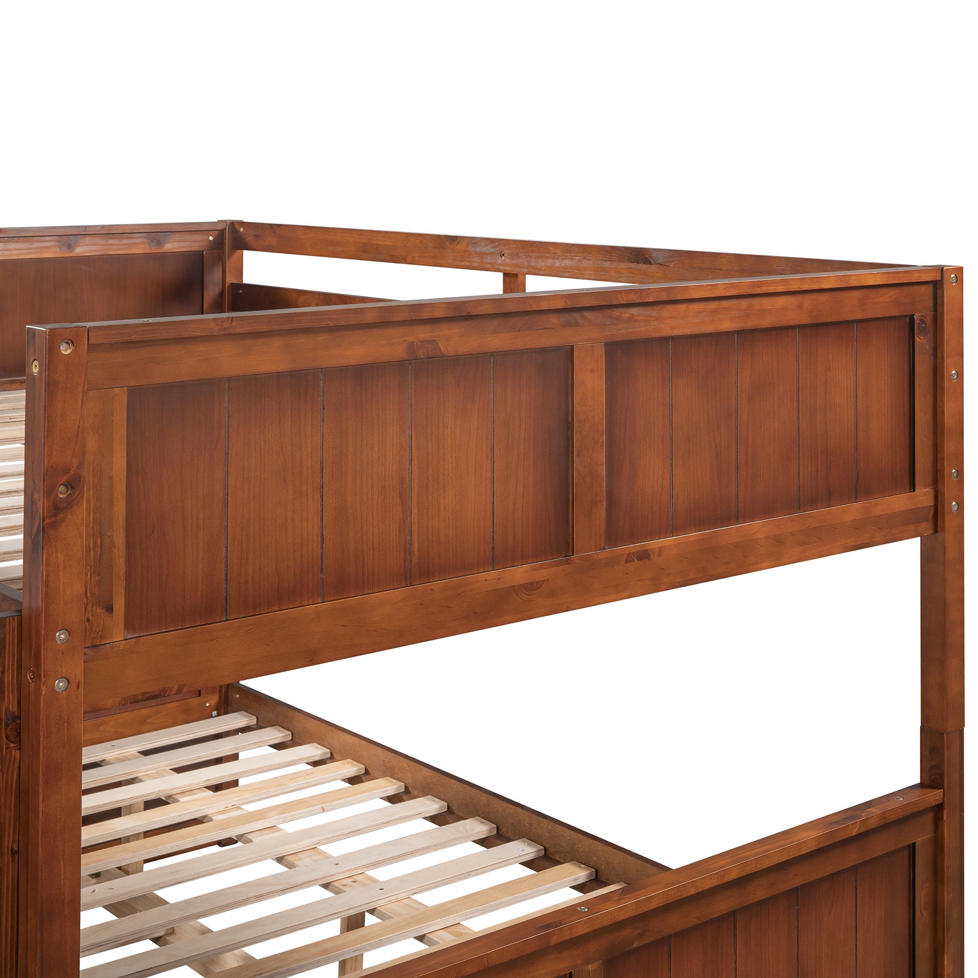 Hearth & Haven Full over Full Bunk Bed with Twin Size Trundle, Walnut