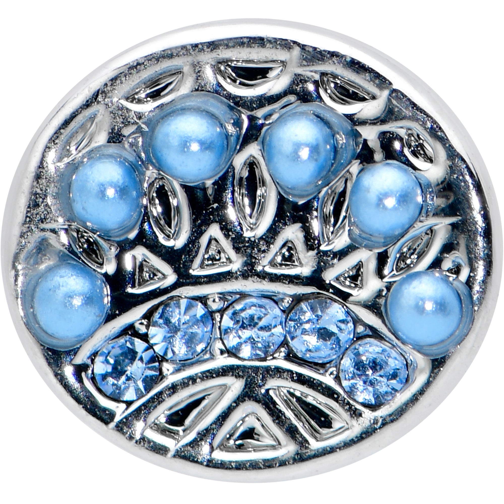 16G 1/4 Blue Gem Geometric Blues Pattern Labret Monroe Tragus