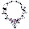 16G 5/16 Pink CZ Gem Princess Cartilage Clicker