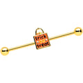 14G Gold Tone Trick or Treat Halloween Industrial Barbell 38mm