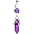 Purple Amethyst Stone Stone Hippie Dangle Belly Ring