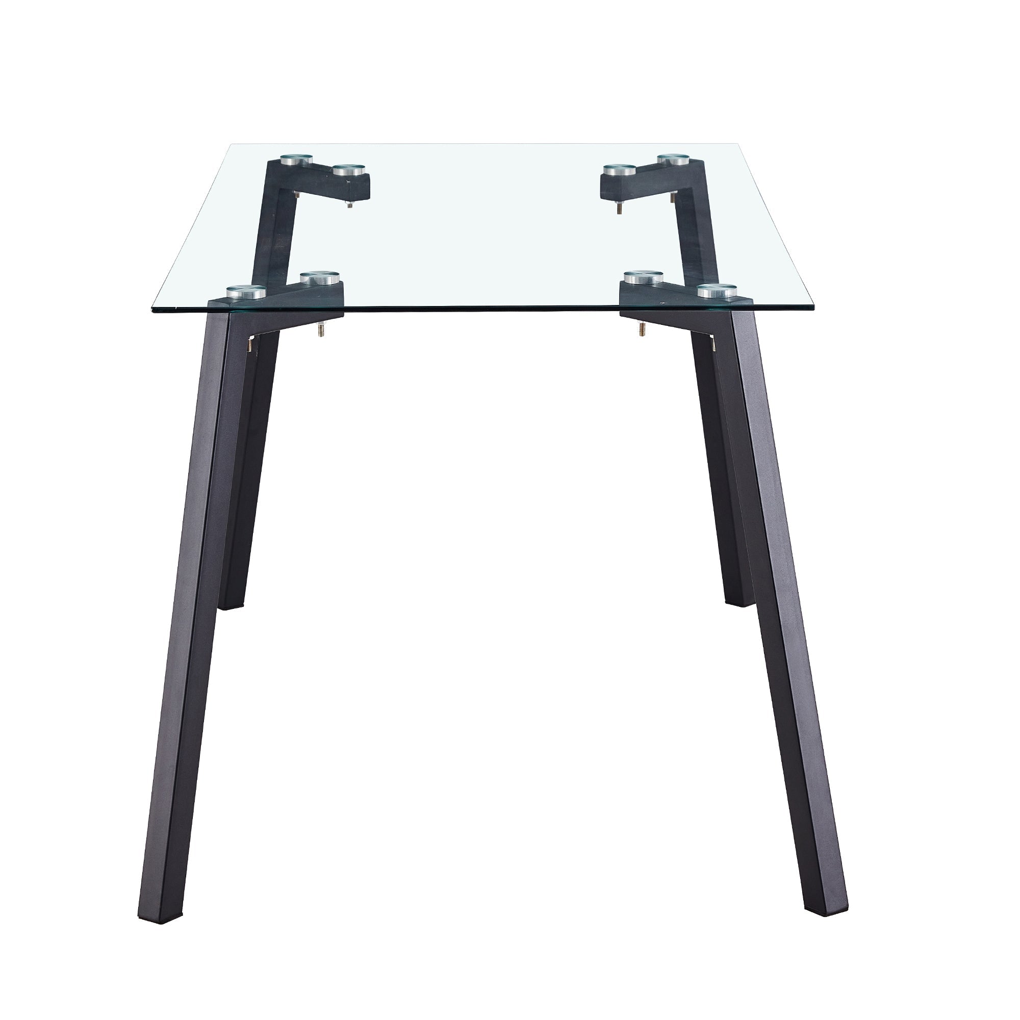 Modern Minimalist Rectangular Glass Dining Table with 0.31' Tempered Glass Tabletop and Black Coating Metal Legs, Writing Table Desk, for Kitchen Dining Living Room, 51' W x 31'D x 30' H.W1151S01839