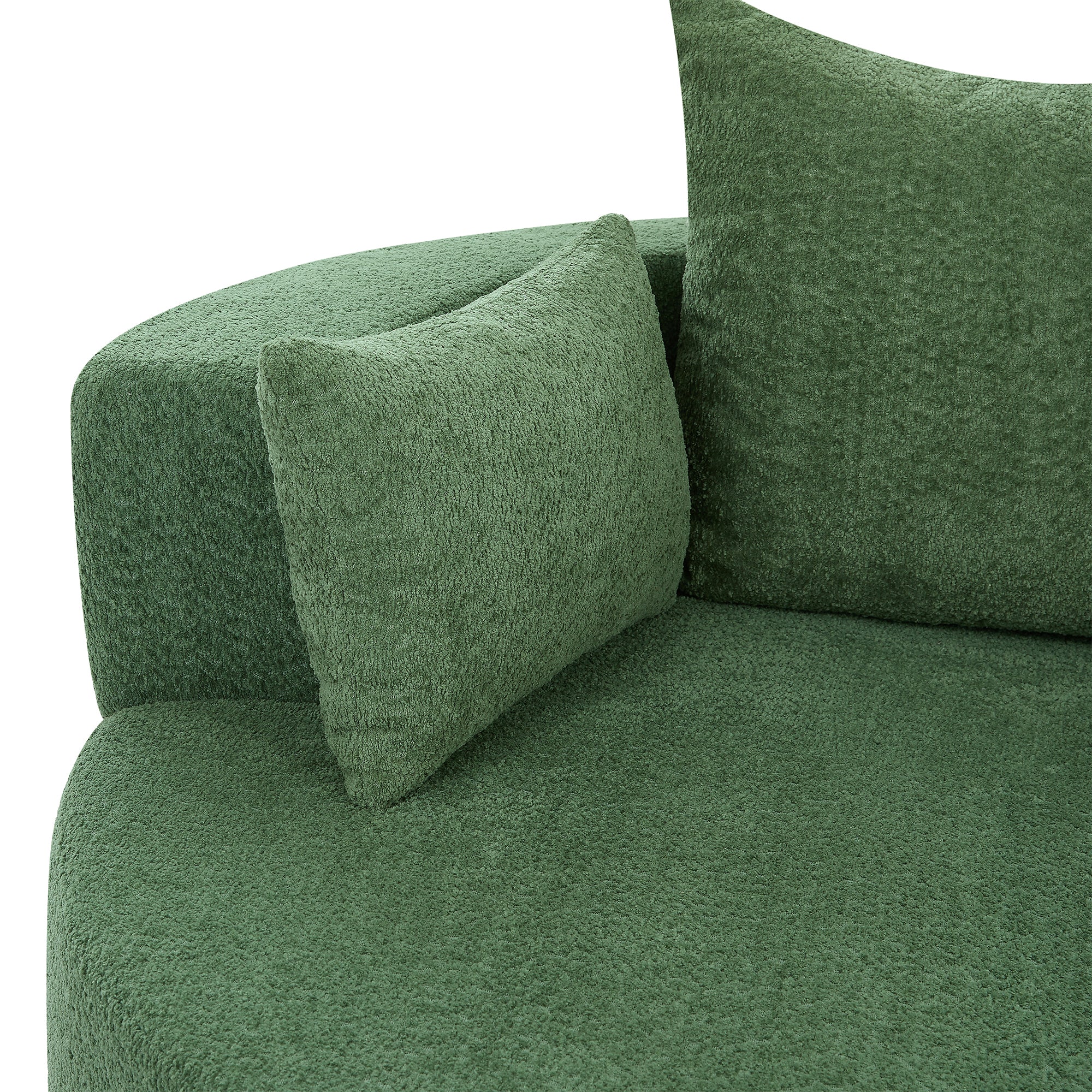 Modern 360° Swivel Accent Barrel Chair with Removable Pillows in Green Chenille for Living Room and Office