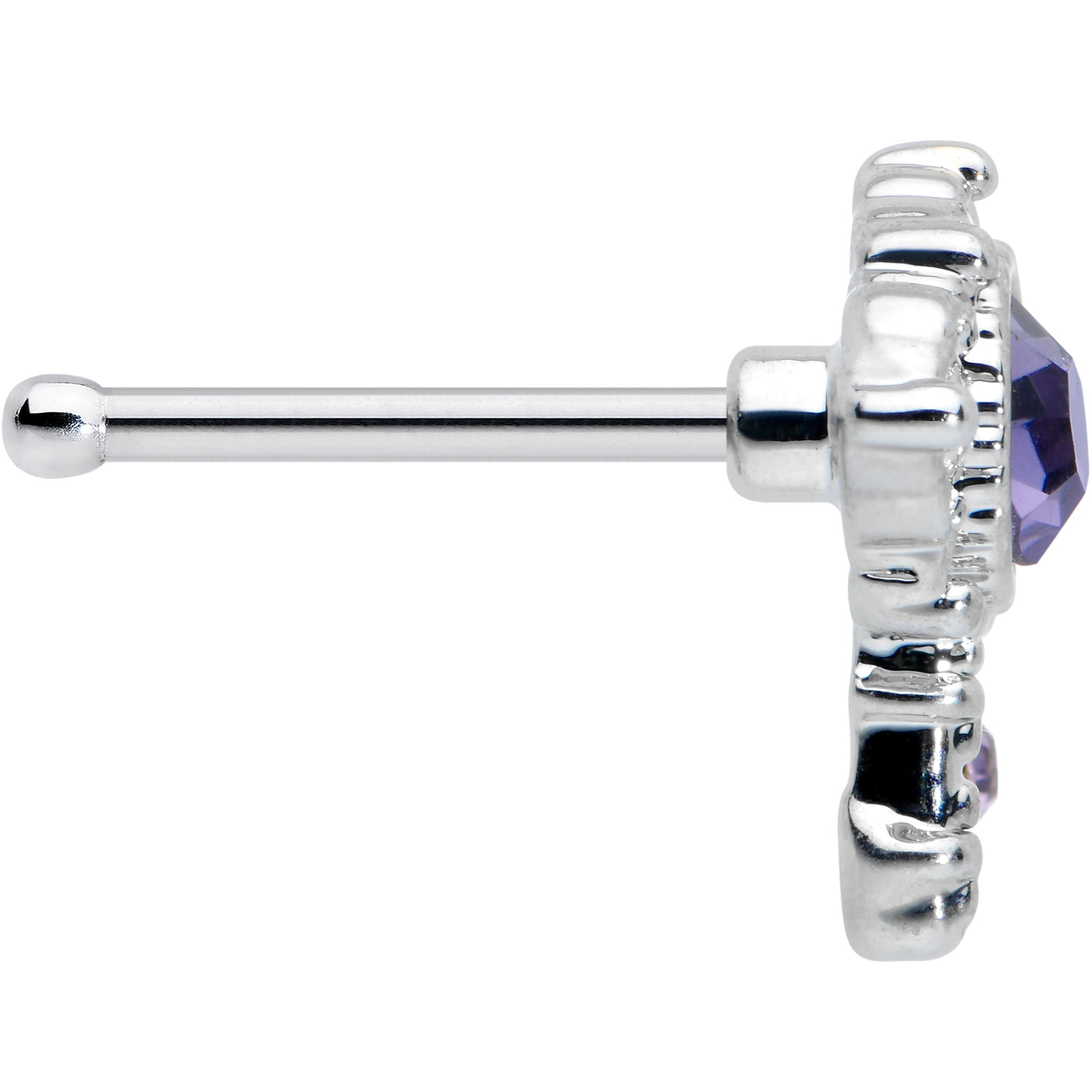 20G 1/4 Purple Gem Unlock My Heart Key Nose Bone