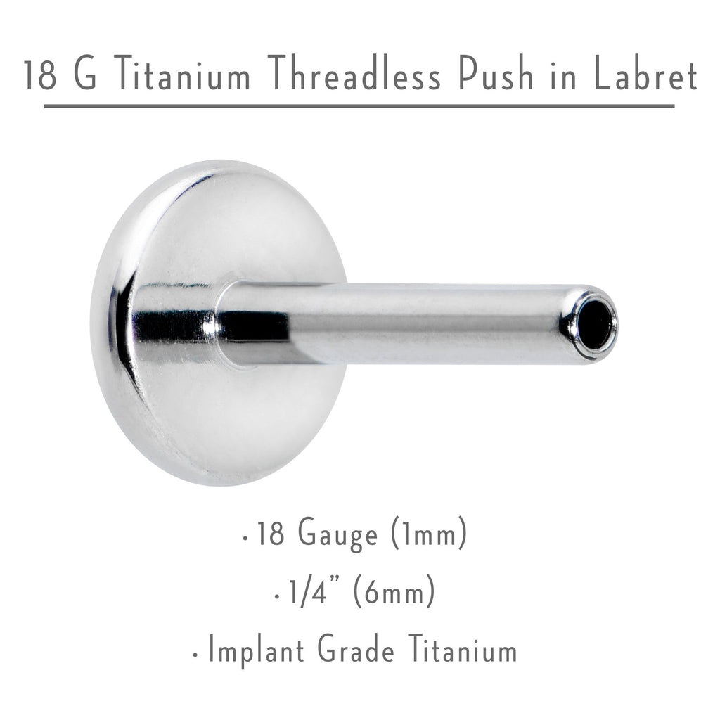18G 1/4 G23 Titanium Threadless Post Only Labret Tragus